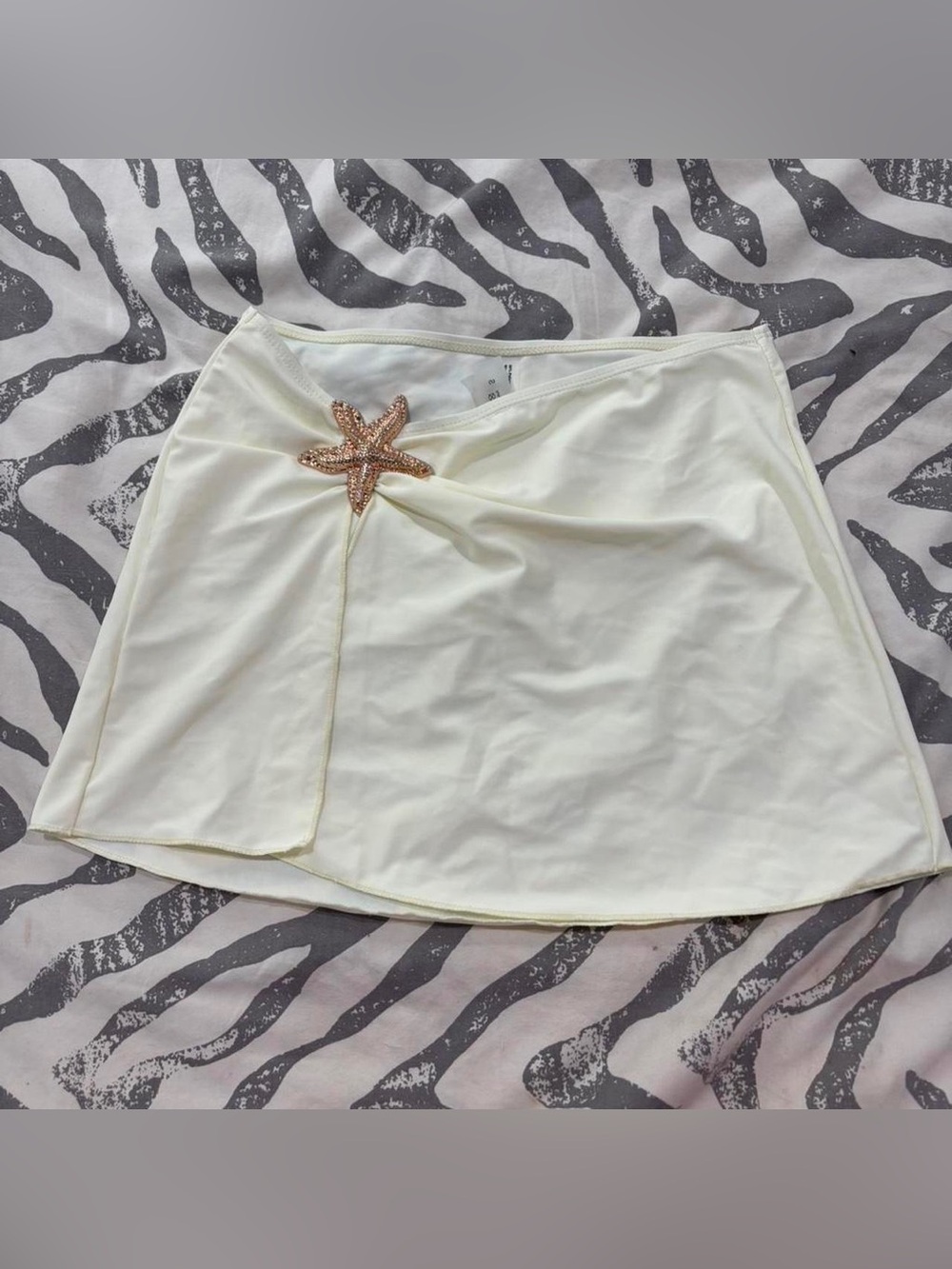 Ivory Starfish Embellished Wrap Mini Skirt